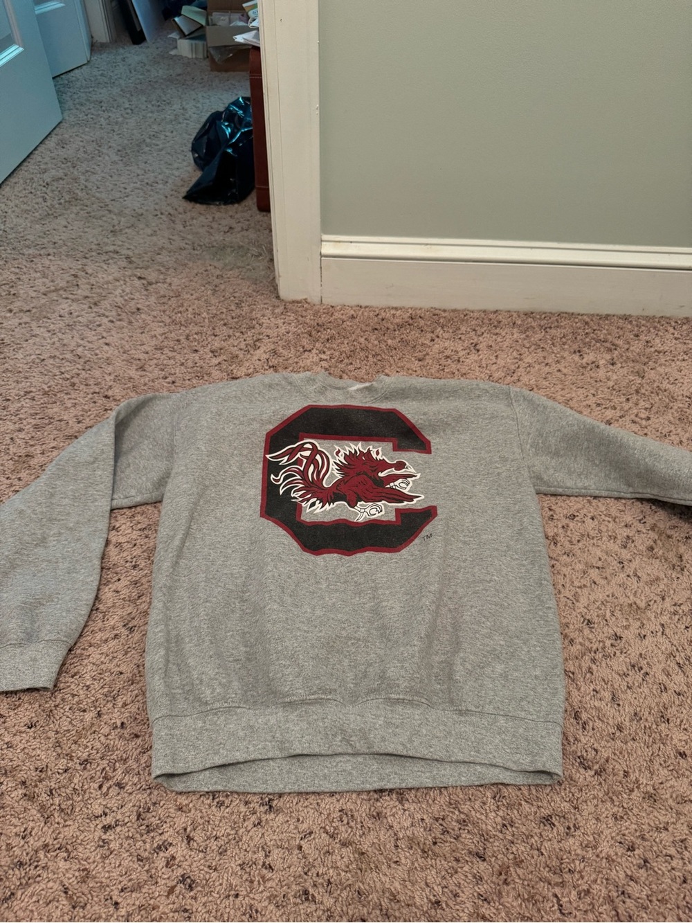 Gray South Carolina gamecock  Sweatshirt with Garnet & Black Gamecock Logo